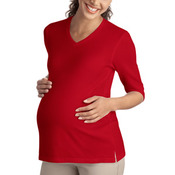 Ladies Silk Touch&#153; Maternity 3/4 Sleeve V Neck Shirt